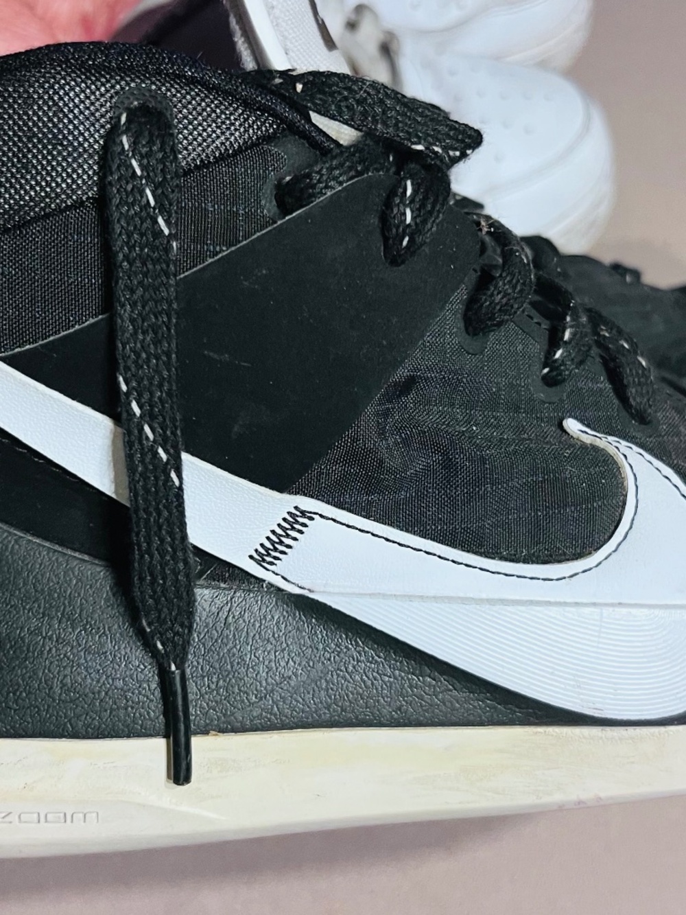 Kevin Durant Number 7 Black and White High Tops